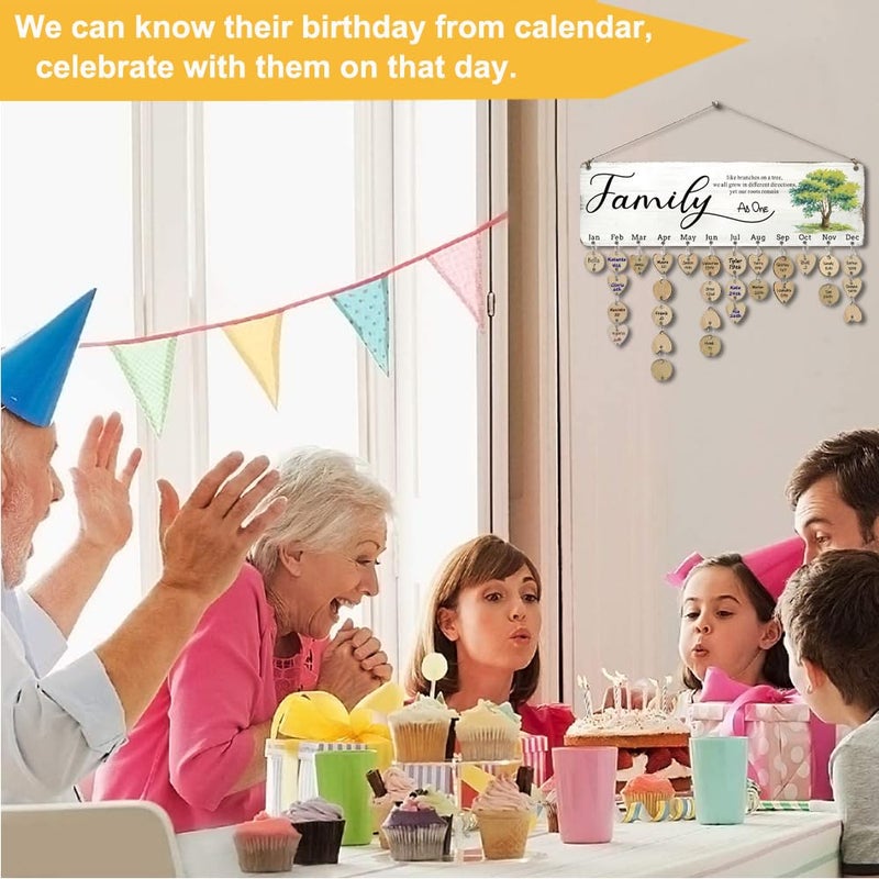 WISIEW Birthday Gifts for Mom Grandma, Wooden Family Birthday Plaque Reminder Calendar Board Wall Hanging, Grandmother in Law Granny Present for Mothers Day Birthday Christmas Gift, FAMILY Sayings Pattern - Image 5